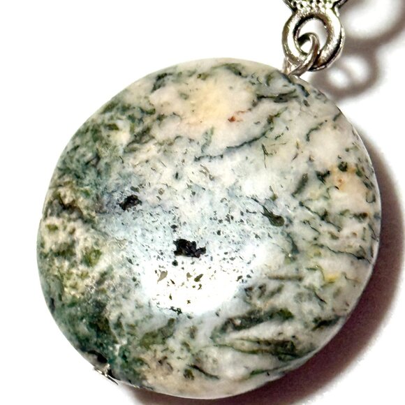 2/$20, Natural Green Tree Agate Necklace, Genuine Gemstone Cord Necklace - Picture 8 of 12